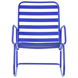 Beliani Blue Aluminium Slatted Garden Rocking Chair - Lightweight Modern Outdoor Seating - thumbnail 2