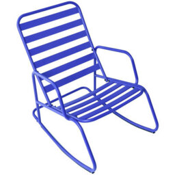 Beliani Blue Aluminium Slatted Garden Rocking Chair - Lightweight Modern Outdoor Seating - thumbnail 5