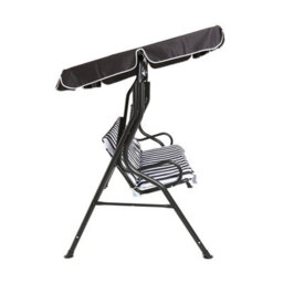 Charles Bentley 2-3 Seater Garden Patio Swing Seat Hammock Chair - Grey Striped - thumbnail 4