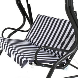Charles Bentley 2-3 Seater Garden Patio Swing Seat Hammock Chair - Grey Striped - thumbnail 5