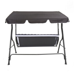 Charles Bentley 2-3 Seater Garden Patio Swing Seat Hammock Chair - Grey Striped - thumbnail 3