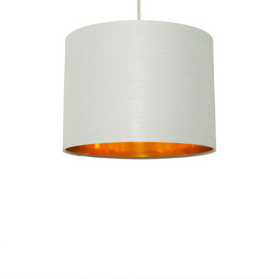 First Choice Lighting Grey Cotton Gold Lining 25Cm Pendant Lightshade - image 1