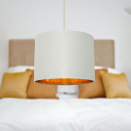 First Choice Lighting Grey Cotton Gold Lining 25Cm Pendant Lightshade - thumbnail 4