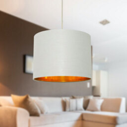 First Choice Lighting Grey Cotton Gold Lining 25Cm Pendant Lightshade - thumbnail 5