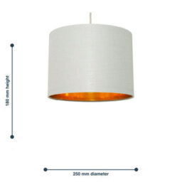 First Choice Lighting Grey Cotton Gold Lining 25Cm Pendant Lightshade - thumbnail 6