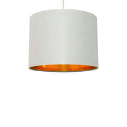 First Choice Lighting Grey Cotton Gold Lining 25Cm Pendant Lightshade - thumbnail 1