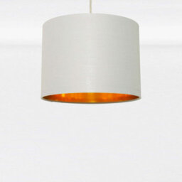 First Choice Lighting Grey Cotton Gold Lining 25Cm Pendant Lightshade - thumbnail 2
