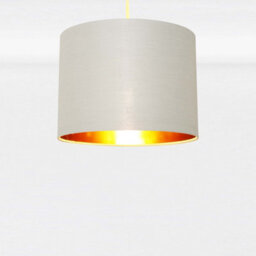 First Choice Lighting Grey Cotton Gold Lining 25Cm Pendant Lightshade - thumbnail 3