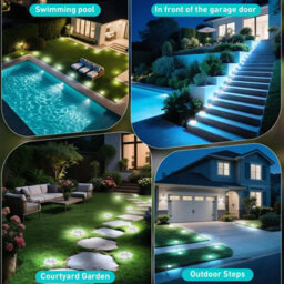 Amorly Set Of 8 Cool White Solar Disk Ground Lights, Waterproof Outdoor In Ground Path Lights For Lawn, Yard, Patio, Swimming Pool - thumbnail 5