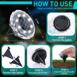 Amorly Set Of 8 Cool White Solar Disk Ground Lights, Waterproof Outdoor In Ground Path Lights For Lawn, Yard, Patio, Swimming Pool - thumbnail 6