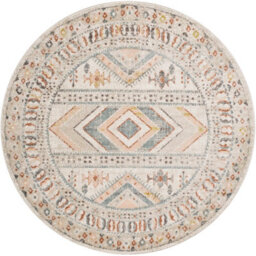 Livabliss Round Ankara-Vintage Pink Grey Traditional Boho Living Dining Bedroom Rug 160 X 160 Cm Easy Care, Non Shedding - thumbnail 1