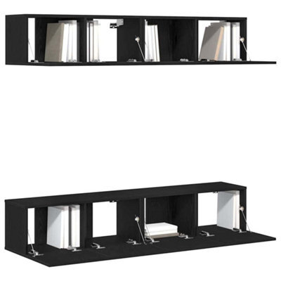 Berkfield Modern 4-Piece Wall-Mounted Tv Cabinet Set In Black Oak