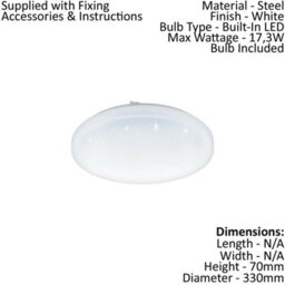 Elegant Led Wall Flush Ceiling Light With Crystal Effect - 17.3W White Shade - thumbnail 2