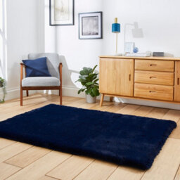 Navy Shaggy Plain Modern Easy To Clean Polyester Rug For Living Room And Bedroom-150Cm X 230Cm - thumbnail 2