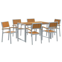 Berkfield Garden Dining Set 7 Pcs Grey And Brown 140 X 80 X 75 Cm - thumbnail 2