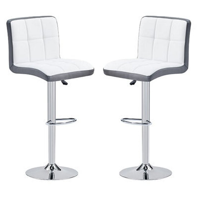 Furniture in Fashion Copez White And Grey Faux Leather Bar Stools In Pair - image 1