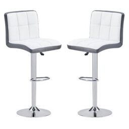 Furniture in Fashion Copez White And Grey Faux Leather Bar Stools In Pair - thumbnail 1