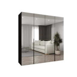 Arte Black Mirrored Hinged Door Wardrobe 200Cm - Contemporary Bedroom Storage With Mirrored Doors And Bold Stylish Design - thumbnail 2
