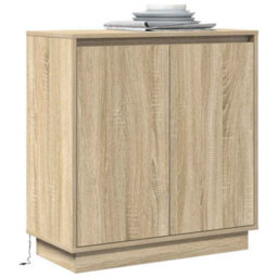 Berkfield Modern Sideboard With Led In Sonoma Oak - 71 X 34.5 X 75 Cm - Made From Engineered Wood - thumbnail 3