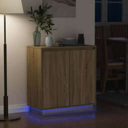 Berkfield Modern Sideboard With Led In Sonoma Oak - 71 X 34.5 X 75 Cm - Made From Engineered Wood - thumbnail 6