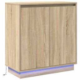 Berkfield Modern Sideboard With Led In Sonoma Oak - 71 X 34.5 X 75 Cm - Made From Engineered Wood - thumbnail 1