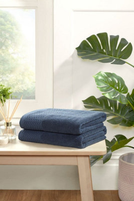 Rapport Home Eden Weave Bath Sheet Pure Cotton Pacific Blue - image 1