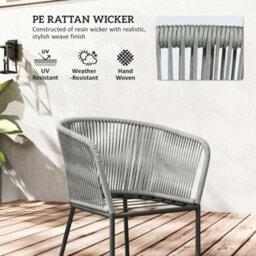Wyld Haus Riluvi Grey 7-Piece Outdoor Dining Set - 6 Cushioned Chairs And Rectangular Acacia Wood-Top Table - thumbnail 4