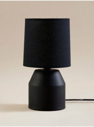 Deenz Modern Chic Ceramic Beside Tableware Lamp Clean Lines Miniature Silhouette Black Fabric Textured 26 X 14 Cm - thumbnail 1