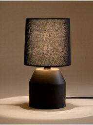 Deenz Modern Chic Ceramic Beside Tableware Lamp Clean Lines Miniature Silhouette Black Fabric Textured 26 X 14 Cm - thumbnail 2