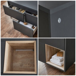 Homestylestore Black Grey 1200mm Wall Hung Bathroom Vanity Unit With Led Light - thumbnail 4