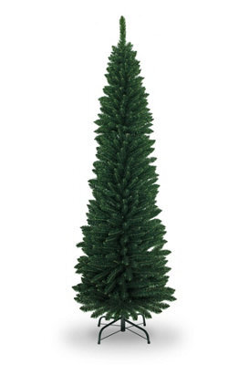 Shatchi 6Ft Green Artificial Flocked Slim Christmas Pencil Tree Holiday Home Decorations With Pointed Tips And Metal Stand - image 1