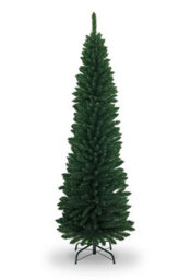 Shatchi 6Ft Green Artificial Flocked Slim Christmas Pencil Tree Holiday Home Decorations With Pointed Tips And Metal Stand