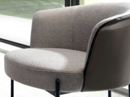 Angel Cerda Stylish Grey Fabric And Dark Grey Leatherette Armchair For Modern Spaces - thumbnail 4