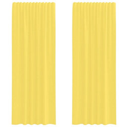Berkfield Durable Voile Curtains With Rod Pockets 2 Pcs Yellow - thumbnail 1