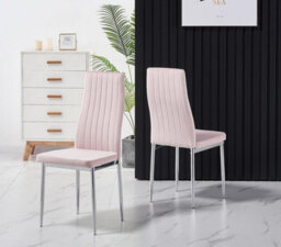 Furnizone UK Rexel 4-Seater 120Cm Rectangular Clear Glass Dining Table And 4 Monza Pink Velvet Chairs - thumbnail 5