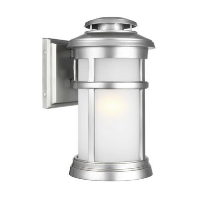 Stylish Outdoor Ip44 Wall Light Lantern With Led E27 Bulb - Brushed Steel Finish