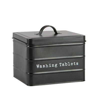 Harbour Housewares Washing Tablet Storage Container - Black - Metal Vintage Industrial Under Sink Storage Caddy Cupboard Organiser - image 1