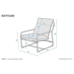 Kettler Cloud Relaxer Chair Outdoor Lounge Chair With Deep Cushions, Steel Frame, Rainsafe Waterproof Fabric & Ergonomic Support - thumbnail 2