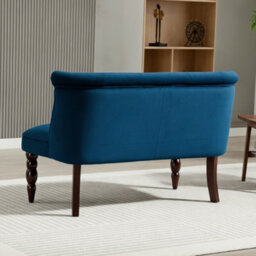 Wyld Haus Layono Dark Blue Velvet-Feel Diamond Button Tufted Wingback 2-Seater Sofa - thumbnail 7
