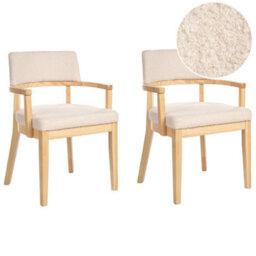Beliani Set Of 2 Dining Chairs Dalbo Boucle Light Brown/ Beige - thumbnail 1