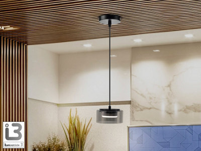 Luminosa Lighting Luminosa Olaia Slim Pendant Ceiling Light Black Smoky 1Xgx53 3000K 660Lm - Uk Stock - image 1