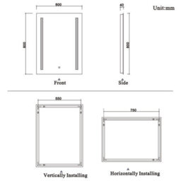 Probaty Bathrooms Bathroom Led Mirror 600X800mm With Anti-Fog,touch Sensor Switch,memory Function,ip44,backlit Wall Vanity Frameless Mirror - thumbnail 4
