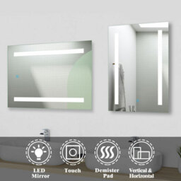 Probaty Bathrooms Bathroom Led Mirror 600X800mm With Anti-Fog,touch Sensor Switch,memory Function,ip44,backlit Wall Vanity Frameless Mirror - thumbnail 5