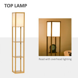 Homcom Floor Lamp Reading Lamp With 3-Tier Storage Shelf For Home Office Natural - thumbnail 6