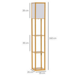 Homcom Floor Lamp Reading Lamp With 3-Tier Storage Shelf For Home Office Natural - thumbnail 3
