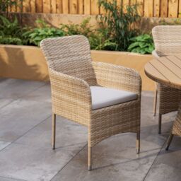 GoodHome Elos Beige Rattan Effect 4 Seater Dining Set - thumbnail 3