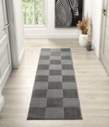 Vellure Modern Indoor Living Room Area Rug Embossed Metallic Sheen Grid Design Grey 60X220 Cm - thumbnail 9