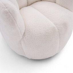 Teddy Boucle Fabric White Naomi Scalloped Barrel Chair - thumbnail 7