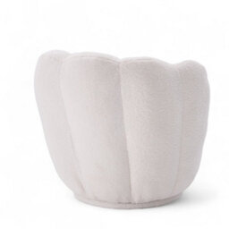 Teddy Boucle Fabric White Naomi Scalloped Barrel Chair - thumbnail 6