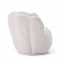 Teddy Boucle Fabric White Naomi Scalloped Barrel Chair - thumbnail 5